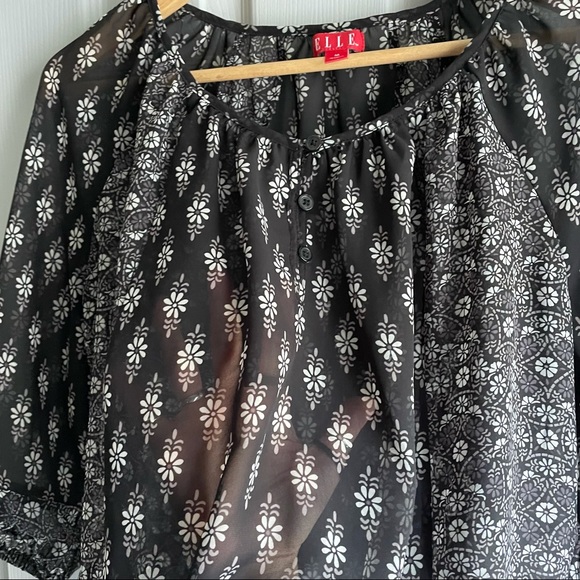 Cropped-Sleeve Sheer Elle Boho Shirt M - Picture 4 of 4